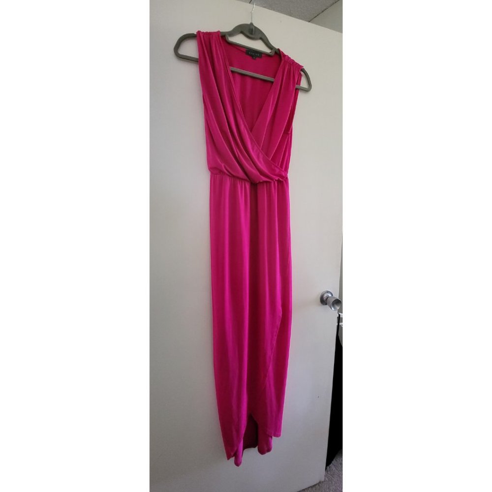Sheike - Maxi Grecian-style Hot Pink Wrap Dress - Size 8 - Picture 1 of 4